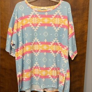 Aztec print shirt with stripes